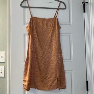 Orange Leopard Slip Dress